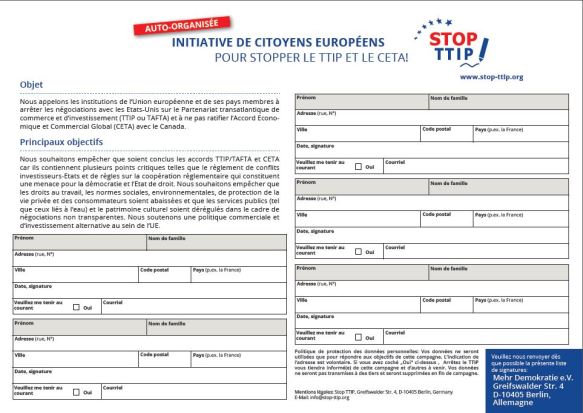 ICE auto organisee StopTAFTA CETA petition papier